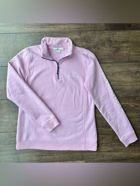 VINEYARD VINES Light Pink 1/4 Zip Pullover Sweatshirt - Women’s Small - Whale